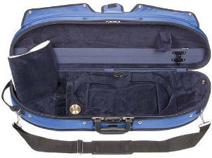 Bobelock Half Moon Puffy 1047P 4/4 Violin Case with Blue Exterior and Grey Interior